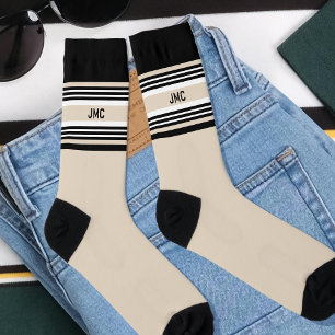 Calcetines Monograma Banda deportiva Beige Negro
