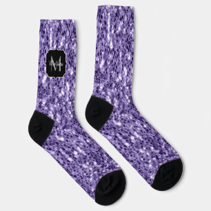 Calcetines Monograma con destellos de purpurina violeta ultra
