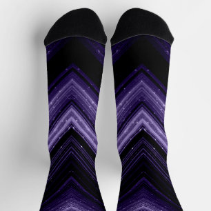 Calcetines Monograma de chevron negro púrpura neón metálico b