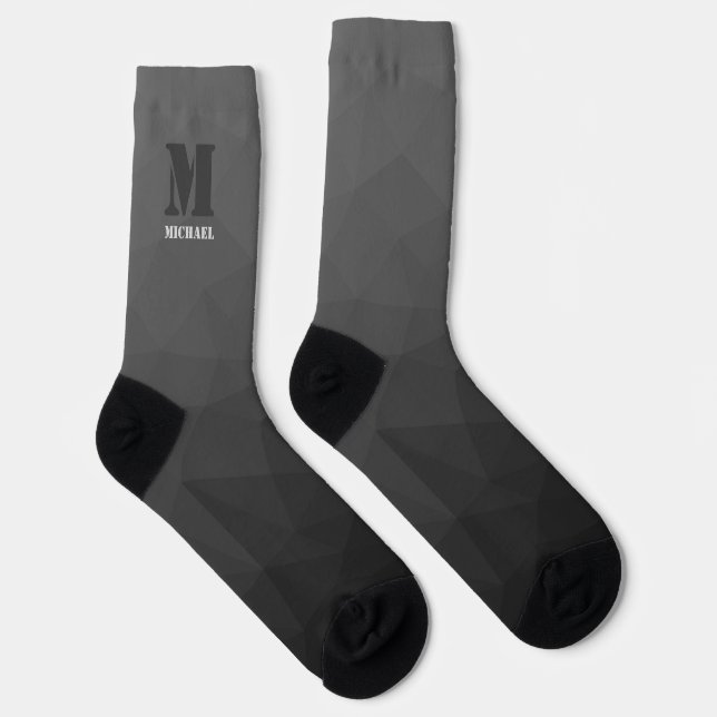 Calcetines Monograma de malla geométrica gris oscuro (Derecha)