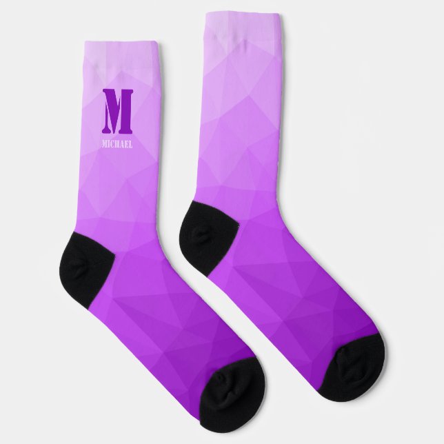 Calcetines Monograma de malla geométrica púrpura (Derecha)