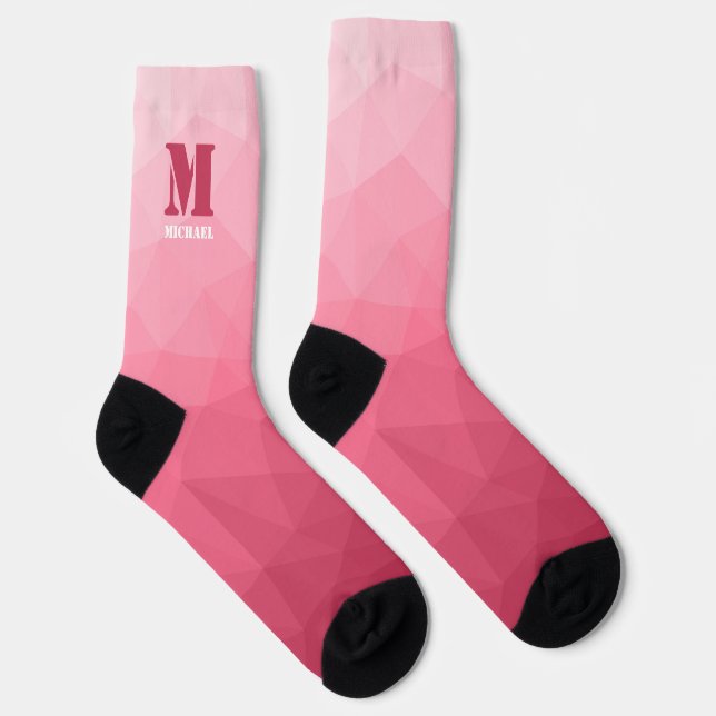 Calcetines Monograma de malla geométrica rosa (Derecha)