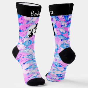 Calcetines Monograma de máscaras de chapa y música y comedia