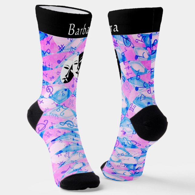 Calcetines Monograma de máscaras de chapa y música y comedia (Angular)