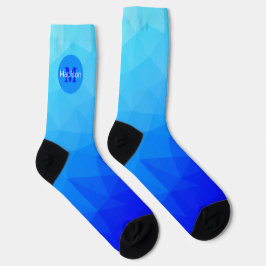 Calcetines Monograma de patrón de malla geométrica de mar azu