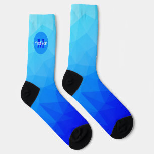 Calcetines Monograma de patrón de malla geométrica de mar azu