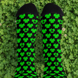 Calcetines Monograma de Shamrock negro St Patrick's Day Socks