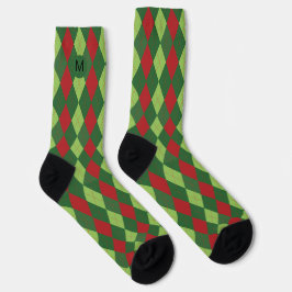 Calcetines Monograma del patrón de arglos de los Navidades ro