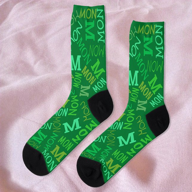 Calcetines Monograma Día De La Semana Lunes Verde Irlandés (Subido por el creador)