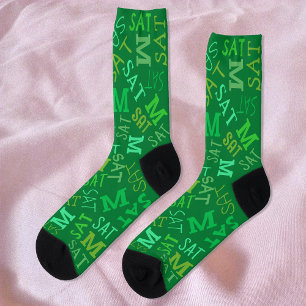 Calcetines Monograma Día De La Semana Verde Irlandés Sábado