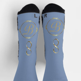 Calcetines Monograma en oro con círculo infinito en azul |