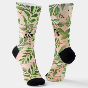 Calcetines Monograma Faux Tan Madera con equipo de follaje ab