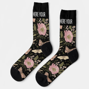 Calcetines Monograma florero botánico moderno
