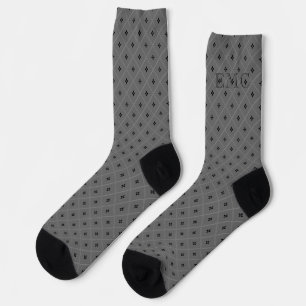 Calcetines Monograma Flores en Negro y Gris
