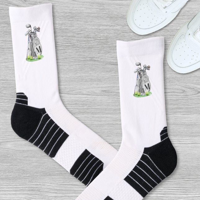 Calcetines Monograma inicial de golf personalizado (Personalized Golf Initial Monogram Socks)