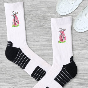 Calcetines Monograma Inicial de Golf Rosa