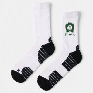 Calcetines Monograma Inicial del Nombre en Verde Oscuro y Bla