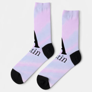 Calcetines Monograma mayúscula masculina agregar nombre púrpu