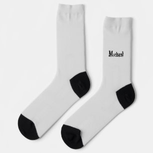 Calcetines Monograma minimalista moderno con nombre gris negr