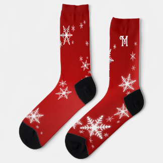 Calcetines Monograma Navidades Copos de Nieve Personalizado