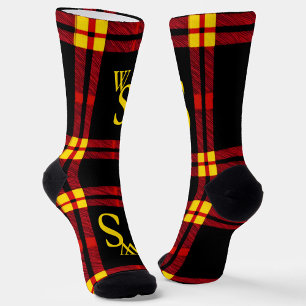 Calcetines Monograma negrita moderna, negro, rojo, amarillo g