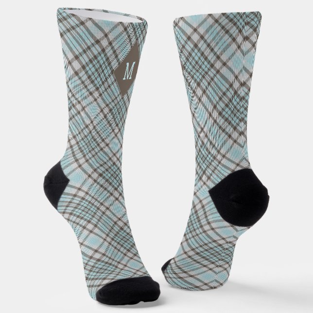 Calcetines Monograma personalizado / Tartán Patrón Mat (Angular)