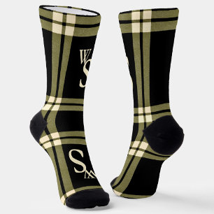 Calcetines Monograma verde oliva, crema y gránulos negros
