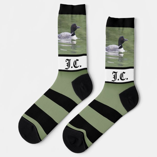Calcetines monogramados de banda ancha de lomo (Izquierda)