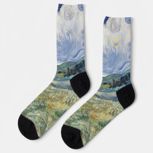 Calcetines Monogramo de arte del paisaje Vincent Van Gogh Vin