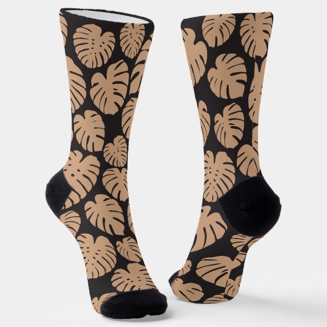 Calcetines Monstera en Tan y Negro (Angular)