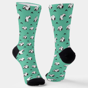 Calcetines Montañas de Snoopy y Patrón Verde azulado