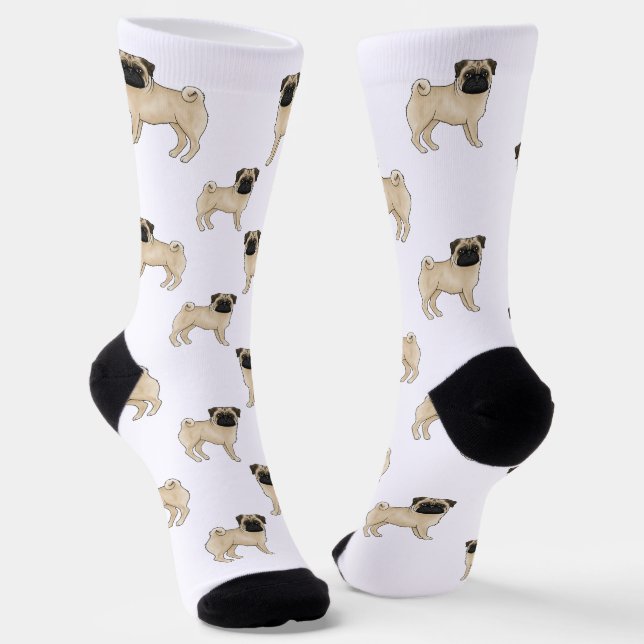 Calcetines Mopas de raza de perro de la pug del alba Diseño P (Angular)