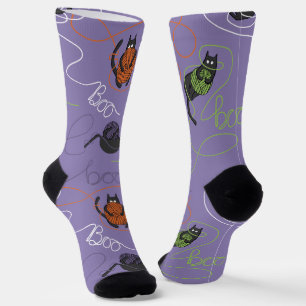 Calcetines Morado espeluznante "Boo titilmente enredado Kitty