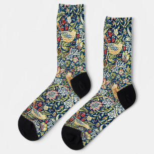 Calcetines Morris - Pájaro de fresa y patrón floral
