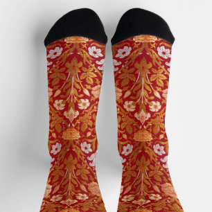 Calcetines Morris - Patrón de flores Rosa y Lily de la época 