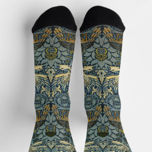 Calcetines Morris - Patrón de pavo real y flor dragón