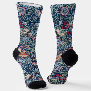 Calcetines Morris Strawberry Thief Clásico Índigo Azul Fino