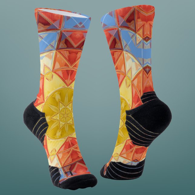 Calcetines Mosaic Mandala Naranja Azul y Amarillo (Subido por el creador)