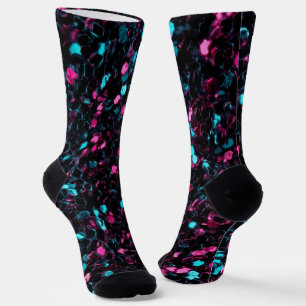 Calcetines Mosaico azul rosa brillante purpurina chispas