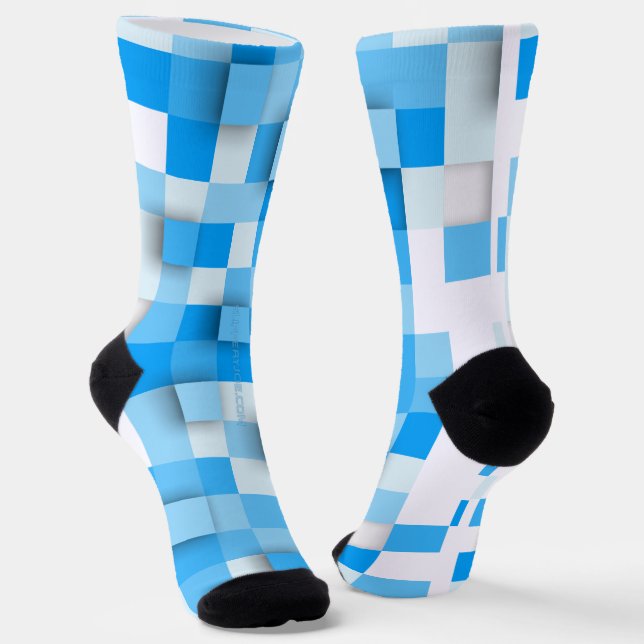 Calcetines mosaico de cuadros de SlipperyJoe moderno de tres- (Angular)