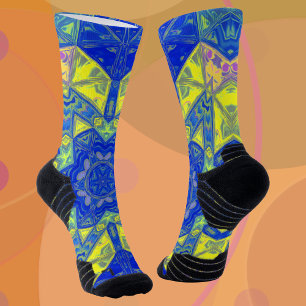 Calcetines Mosaico Mandala azul y amarillo
