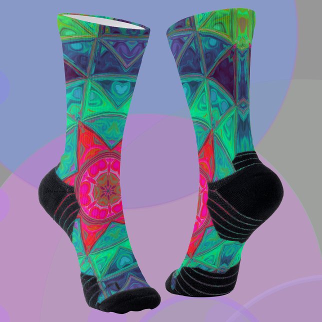 Calcetines Mosaico Mandala Verde Azul y Rojo (Subido por el creador)