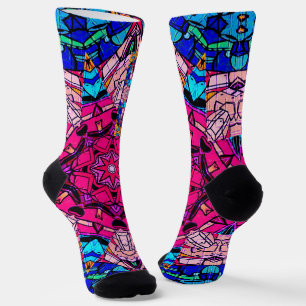 Calcetines Mosaico rosa Mandala Floral Psicodélico Retro