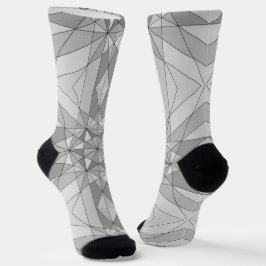 Calcetines Mosaico triángulo gris negro blanco Patrón retro