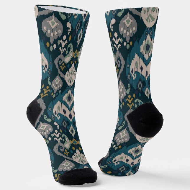 Calcetines Motivos africano boho estampado floral ikat (Angular)