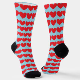 Calcetines Muchos Corazones, Rojo y Azul