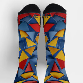 Calcetines Muchos triángulos en rojo, amarillo y azul