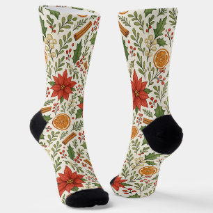 Calcetines Muérdago Botánico Patrón Clásico de Arte Floral