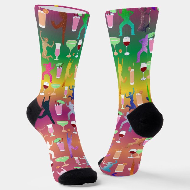 Calcetines Mujeres de fiesta con patrón de cócteles (Angular)