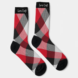 Calcetines Multicolor Buffalo Plaid Navidad Personalizado